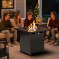 thumbnail image 6 of Heynemo 30" Propane Fire Pit Table with Lid & Lava Rocks, 50,000 BTU Outdoor Gas Fire Table with Waterproof Cover, Rattan-Style Design for Patio, Backyard & Garden, 6 of 8