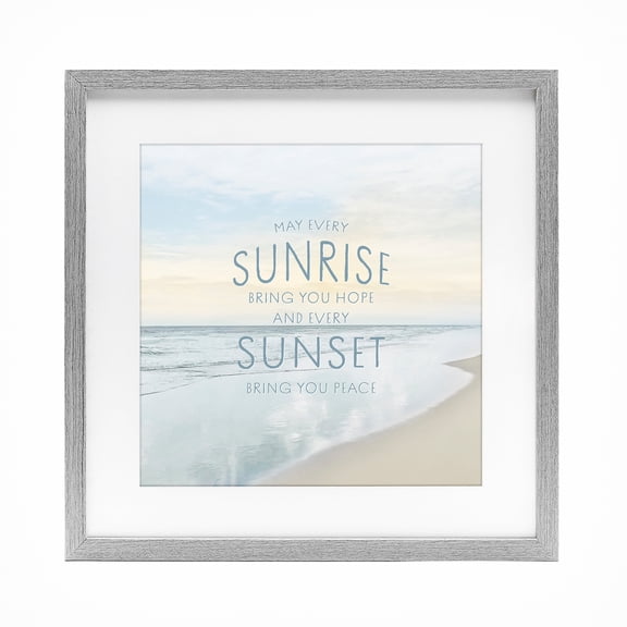 Stupell Industries Shabby Chic Sunrise & Sunset Statement Gray Framed Print Under Glass, 13 x 13, by Natalie Carpentieri