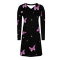 thumbnail image 4 of SuTry Women's Fall Loungewear Elegant Print V-Neck Long Sleeved Comfy Slim Fitting Mid Length Nightgown for Suitable for Lounging(Black#2,S), 4 of 6