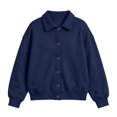 thumbnail image 3 of Wilark Girls Sweatshirts Cardigan Collared Long Sleeve Fashion Casual Kids Fall Jackets with Pockets Navy 5, 3 of 7