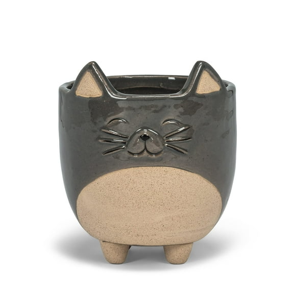 Abbott Collection 27-CRITTER-829-LG Large Cat on Legs Planter, Grey