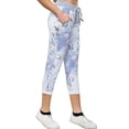 thumbnail image 3 of DYMADE Women Plus Size Printed Denim Elastic Waist Lace Up Straight Casual Pants, 3 of 4