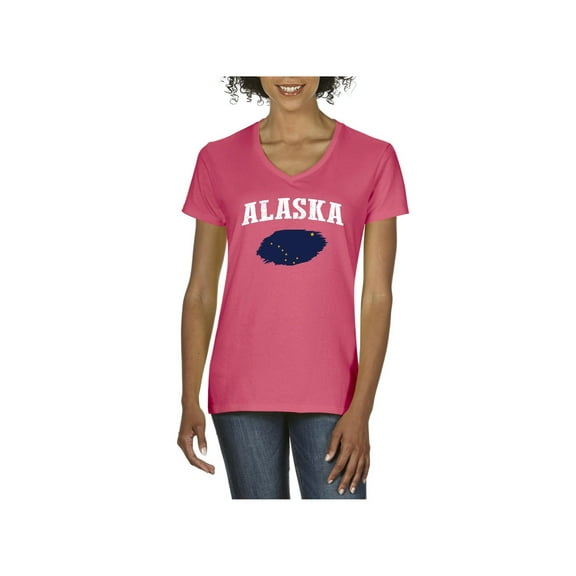 Women's T-Shirt V-Neck Short Sleeve - Alaska Flag