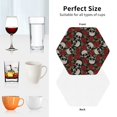 thumbnail image 6 of Honeii Red Rose Skull print Leather Coaster Set of 4, ideal for safeguarding your furniture from drinks spills and effortless cleanup-Hexagon, 6 of 6