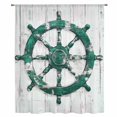 thumbnail image 2 of Green Coastal Sheer Curtains 45 Inches Long, Nautical Summer Vintage Rudder Light Filering Curtains, Breathable Simi Curtain Privacy Drapes for Kitchen Bathroom Lightweight Small Window Treatment, 2 of 9