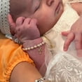 thumbnail image 3 of Christening 14KT Gold-filled Beads with Cream European Simulated Pearls and Cross Charm Luxury Unisex Baby Bracelet (BGC), 3 of 4