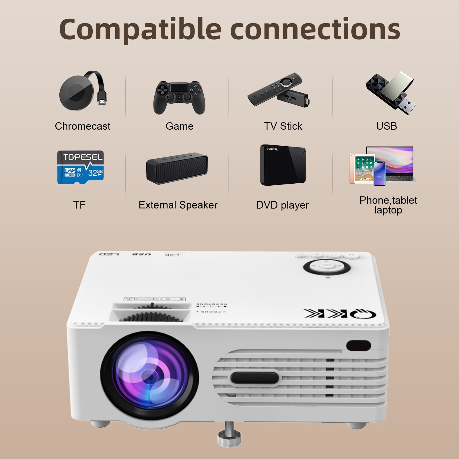 QKK shops mini projector