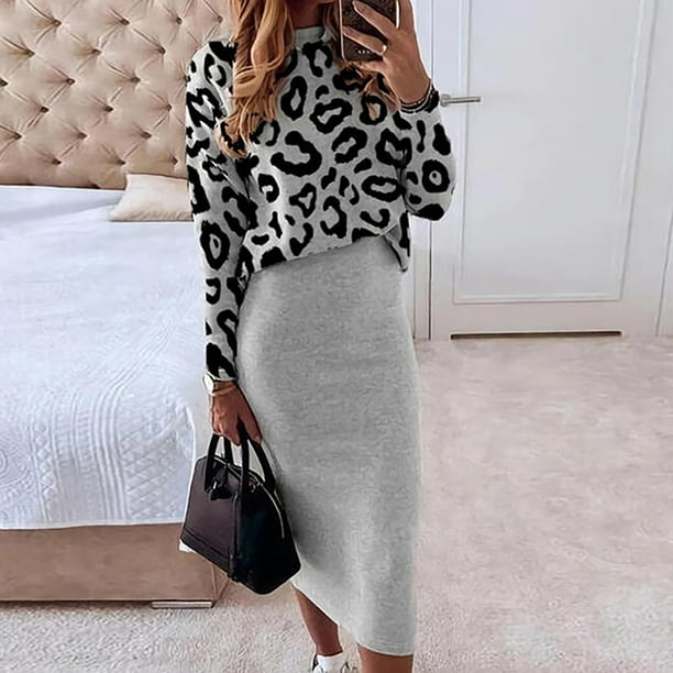 SMihono Skirt Summer Plus Size Boho Women s Print Long Sleeve
