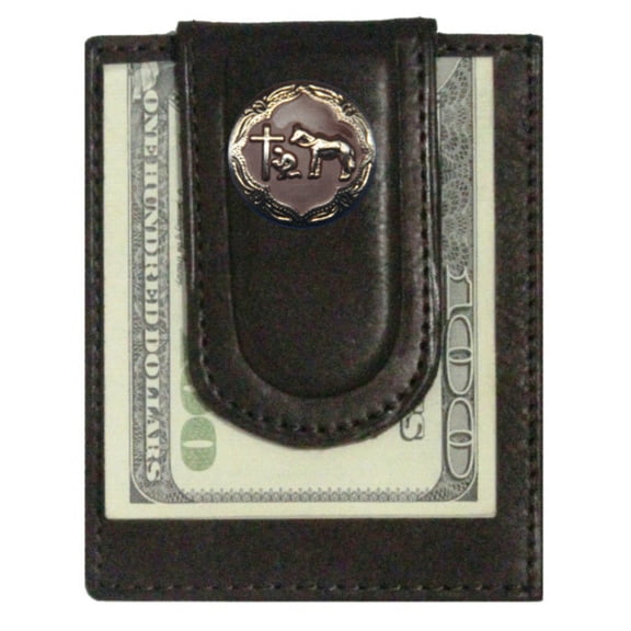 Custom Brown Praying Cowboy Church Paul and Taylor Money Clip Wallet Brown