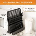 thumbnail image 6 of Black Bamboo Dish Drying Rack with Utensil Holder, 3 Tier Collapsible Dish Rack, Wooden Dish Racks for Kitchen Counter, Large Folding Drying Holder with Absorbent Dish Drying Mat, 6 of 14
