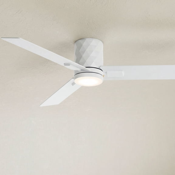 54" Casa Vieja Lex Matte White LED Hugger Ceiling Fan with Remote