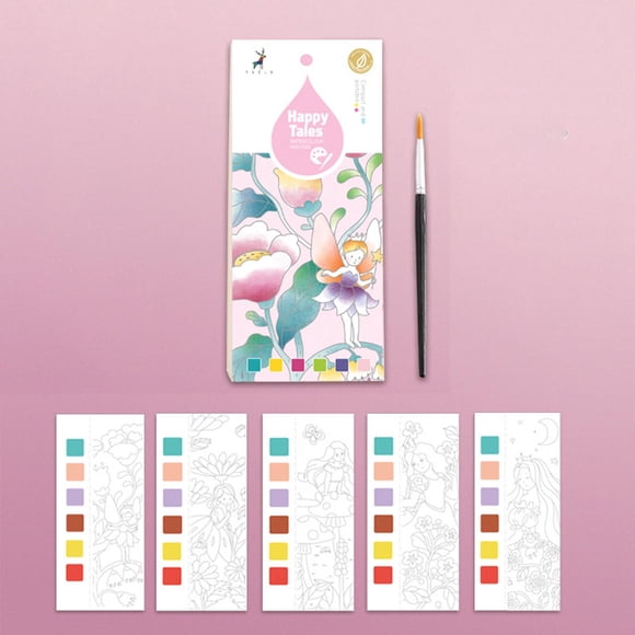 Marcapáginas de acuarela, libro para colorear de acuarela de bolsillo, portátil, 20 hojas, manualidades de dibujo, libro de acuarela de bolsillo para Hada