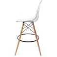 thumbnail image 4 of 2xhome Set of 2 Modern Plastic Barstools 28" Seat Height Kitchen Island Stools with Back Eiffel Chairs Natural Wood Legs Clear, 4 of 4
