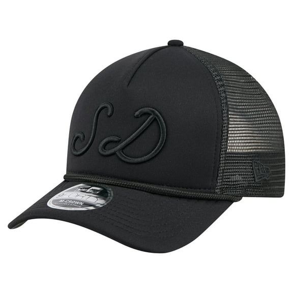 Men's New Era Black San Diego Padres City Initial 9FORTY A-Frame M-Crown Adjustable Trucker Hat