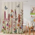thumbnail image 6 of Shower Curtain Purple Lavender Butterfly Shower Curtains for Bathroom Decor, Waterproof Polyester Shower Curtain Set with Hooks, Small Stall Size 36" x 72" Vintage Floral Linen Texture, 6 of 9