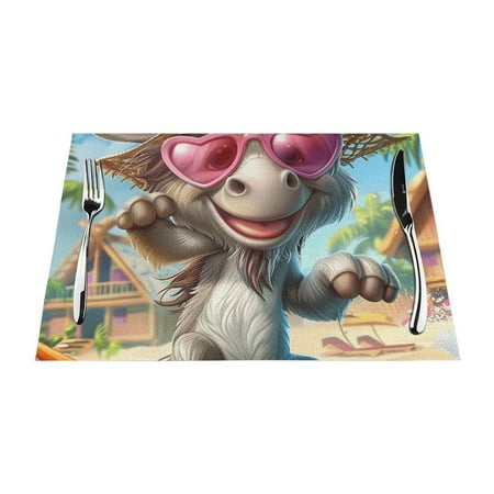 

Animal personification PVC meal mat dining table mat PVC washable woven vinyl meal mat Insulation top meal mat Table mat Natural color