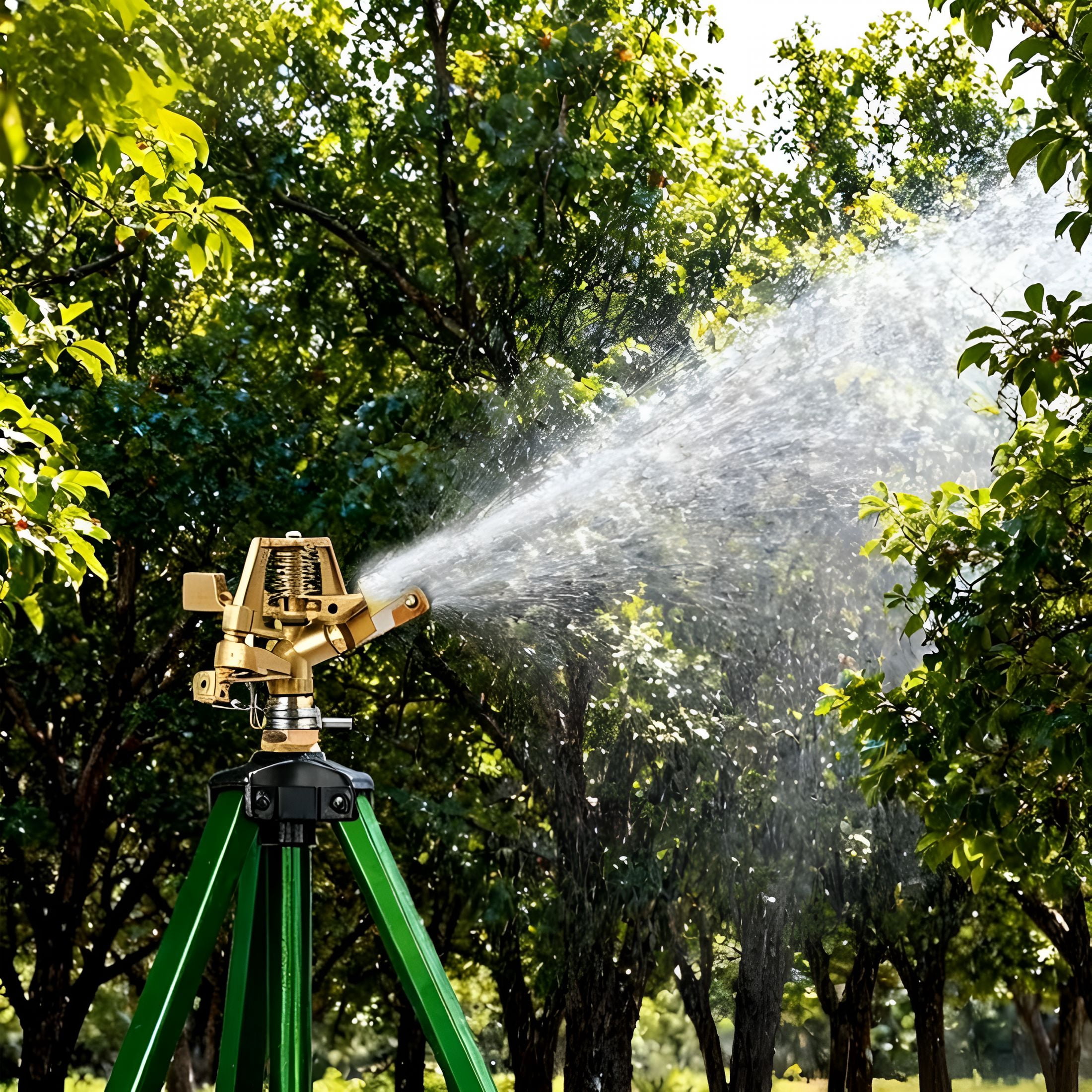 HIBIBUD Impact Sprinkler on Tripod Base,360° Adjustable Brass Sprinkler Head with Stakes,Heavy Duty Metal Tripod Lawn Sprinkler for Large Area Lawn,Yard&Garden Irrigation,1 Pack