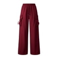 thumbnail image 7 of PInxai Cargo Pants Women High Drawstring Elastic Waisted Athletic Trackpants Casual Wide Leg Outdoor Hiking Pants, 7 of 7