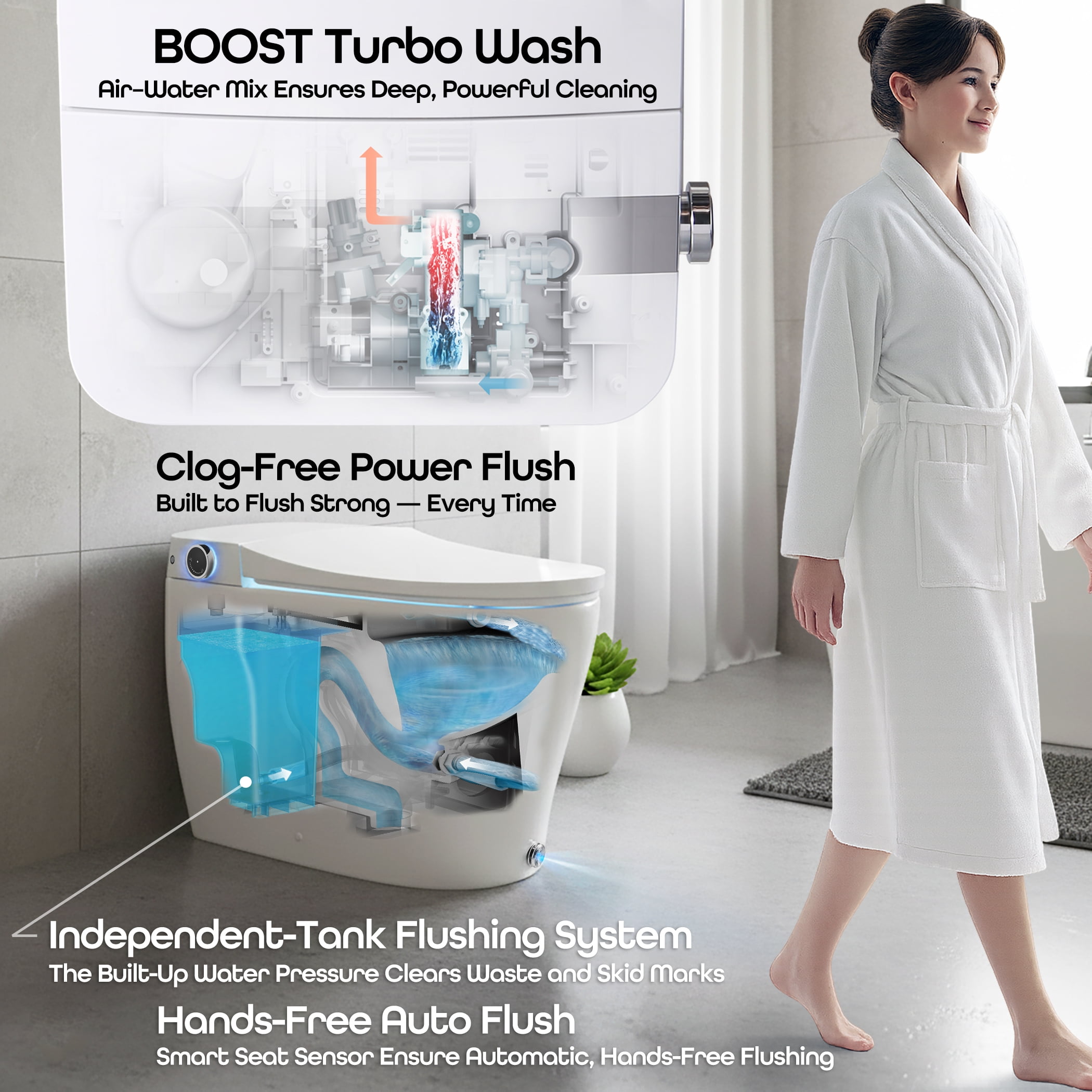 BidetMate 6000 Series Self-Cleaning Smart Toilet with Bidet, Night Light & Remote