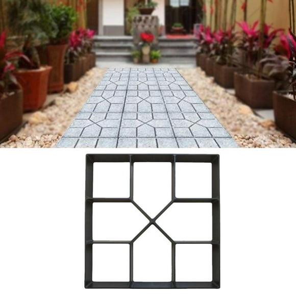 Weloille Garden Pavement Mold, DIY Path Maker Mold Reusable Concrete Cement Stone Design Paver Walk Maker Mould for Paving Pavement Patio Walkway
