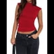 thumbnail image 2 of Camisetas Básicas Sin Mangas para Salir de Mujer, Cuello Alto, Ropa de , Camisetas Lindas Sin Mangas, Conjuntos de Verano Y2K. Rojo XXL, 2 of 9
