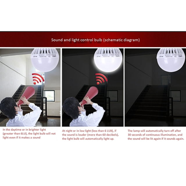 Bombilla con sensor de sonido, bombillas con sensor de sonido de 220 V, bombillas LED con sensor de sonido, bombillas con sensor de luces diseñadas para el futuro