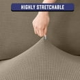 thumbnail image 6 of 4 Pieces Stretch T Cushion Sofa Slipcovers with 3 Individually T Cushion Shape Seat Covers for Dogs, Washable Furniture Protector Soft Covers with Elastic Bottom (Sofa, Khaki), 6 of 6