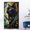 thumbnail image 2 of Pintura de diamante 5D DIY Taladro redondo completo Gato Vidrieras Decoración para el hogar Negro JShteea El nuevo, 2 of 9