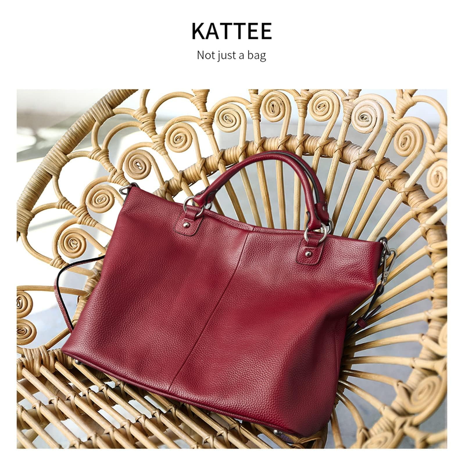 Kattee Women's Soft Leather Tote Bag, Top Satchel Purses and Handbags