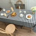 thumbnail image 3 of CSFL Checkered Tablecloth for Rectangle Tables, Polyester Gingham Tablecloths, Stain Resistant Dining Table Cover for Outdoor Picnic, Kitchen and Party, 71"x55", Black and White, 3 of 8