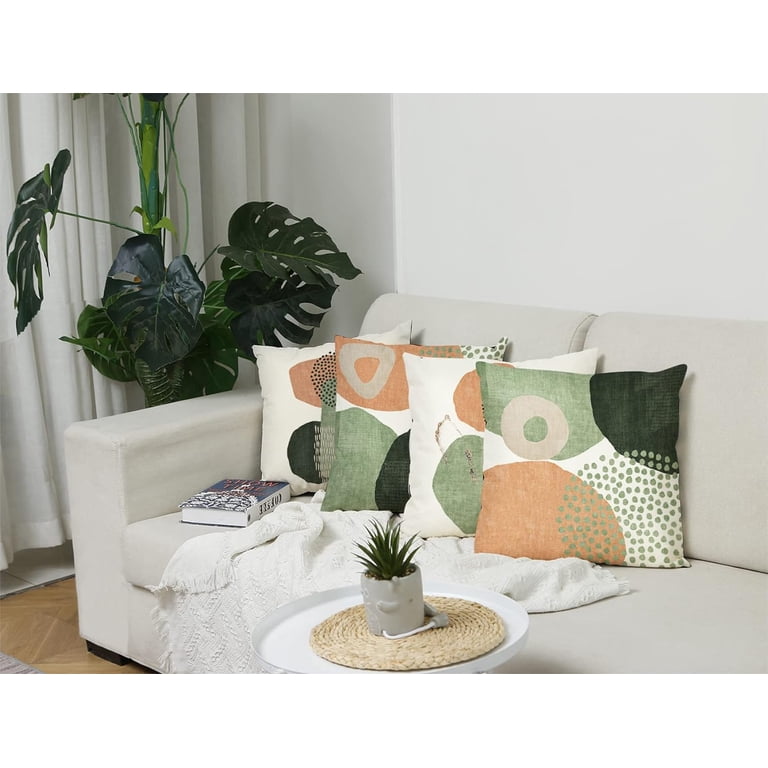 Set Of 2 Mid Century Boho Pillow Covers 18x18 - Abstract Blush Pink Sunset Decor