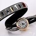 thumbnail image 5 of Reloj femenino de cuarzo con banda de cuero de PU envuelto en diamantes de imitación brillantes (negro), 5 of 5