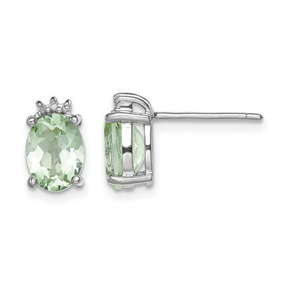 2.45 Carat (ctw) Oval-Cut Green Quartz Solitaire Earrings in Sterling Silver