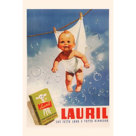 POSTER Lauril Washing Clothes Soap Baby Children Italy Vintage Art Wall - POSTER-16x24-UNFRAMED
