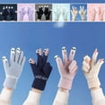 thumbnail image 5 of AuroraX Cute Convertible Knit Fingerless Gloves Soft Wool Warm Winter Gloves Blend Open Finger Stylish Glove for Women, 5 of 5