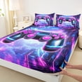thumbnail image 3 of Homewish Kids Kawaii Gamepad Full Size Sheets, Fuchsia Blue Cartoon Bed Sheets, Game Console Lover Sheet Sets, Lightweight Room Decor, 4-Piece, 3 of 7