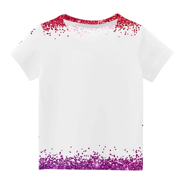 Besolor T-Shirts d'Été pour Garçons et Filles, Manches Courtes, Col Rond, Pailleté, 3-14 Ans