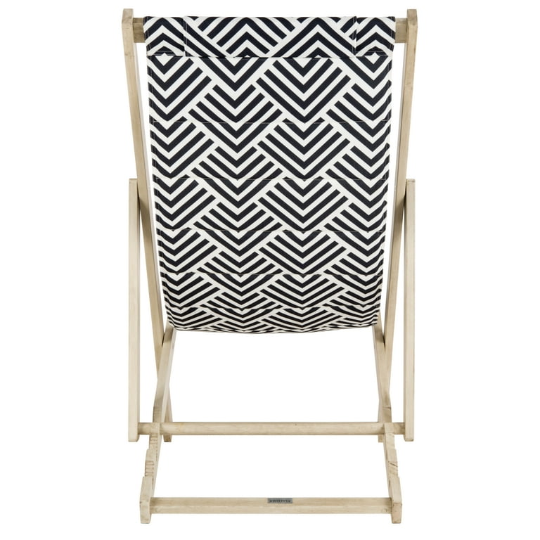 Safavieh Rive Outdoor Patio Foldable Sling Chair White Wash Navy