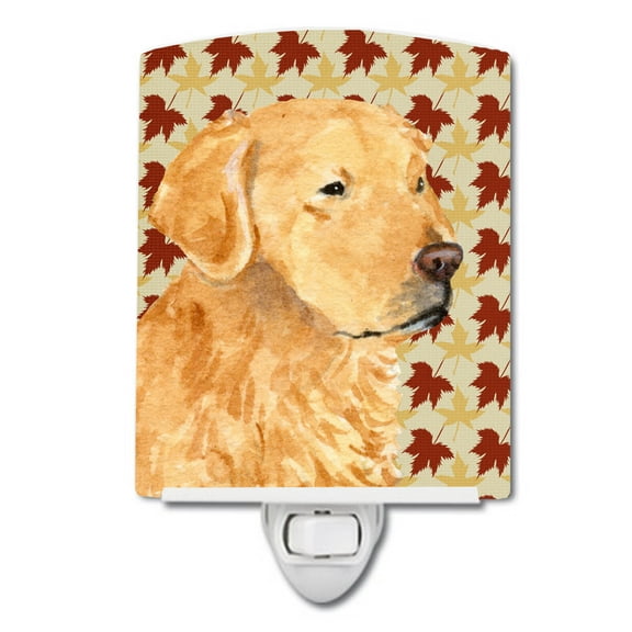 Caroline's Treasures SS4380CNL Golden Retriever Fall Leaves Portrait Ceramic Night Light, 6x4x3", multicolor