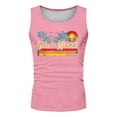 thumbnail image 2 of XIYON Father's Day Men's Tank Top Sleeveless Round Neck Graphic Print Summer Fashion Comfortable Tee Top For Holiday Vacation Beach,Pink,XXL, 2 of 4
