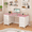 Pink, variant on 50 Inch Computer Desk with 8 Drawers, Home Office Desk with Power Outlets, Work Study Gaming Desk with 8 Fabric Drawers, Black