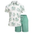 thumbnail image 5 of JFOPQVSM European and Men's Printed Casual Sports Short Sleeved Shirt Shorts Set Two Piece Outfits for Men, 5 of 7