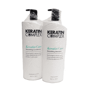 Keratin Complex KERATIN CARE Smoothing Shampoo & Conditioner DUO SET (w/Sleek Comb) Frizz-Fighting, No Added Sodium Chloride (33.8 oz - LARGE PRO DUO KIT)
