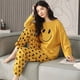 thumbnail image 2 of Pijama de algodón puro para mujer, traje informal holgado Simple de manga larga, 5XL talla grande, modelos de primavera y otoño, servicio a domicilio, 2 of 4