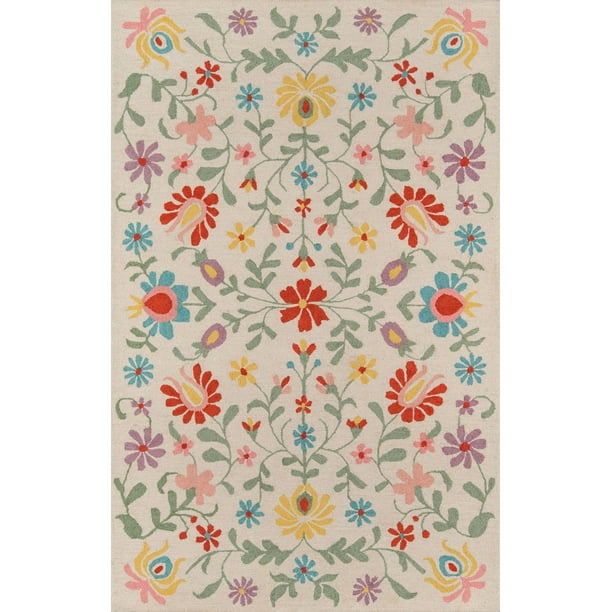 Momeni Newport Floral Farmhouse Area Rugs, Beige