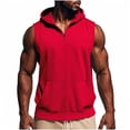 thumbnail image 4 of ZCFZJW Men's Workout Hooded Tank Tops Lightweight Full Zip Up Sleeveless Gym Shirts Muscle Cut Off T Shirt Bodybuilding Hoodies Red XXXL, 4 of 8
