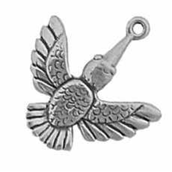Sterling Silver 24" .8mm Box Chain Open Wing Flying Hummingbird Pendant Necklace