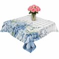 thumbnail image 2 of Blue Flower Table Cloth Waterproof Tablecloths, Grey Plaid Hydrangeas Eucalyptus Leaves Tablecloth Dining Table Cover for Kitchen Party Tabletop Outdoor, Square Tablecloth 60x60 Inch, 2 of 9