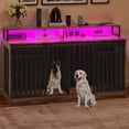 thumbnail image 2 of Uforic XL Heavy Duty Dog Crate Furniture with LED Lighting and Power Outlets, 70" TV Stand Large Metal Dog Kennel - Rustic Brown, 2 of 10