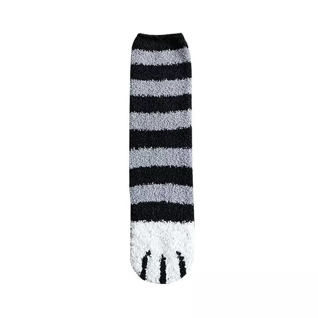 Calcetines de terciopelo de coral para mujer, medias de tubo de otoño e invierno, calcetines de dormir cálidos y gruesos con forma de garra de gato para dormir en el suelo
